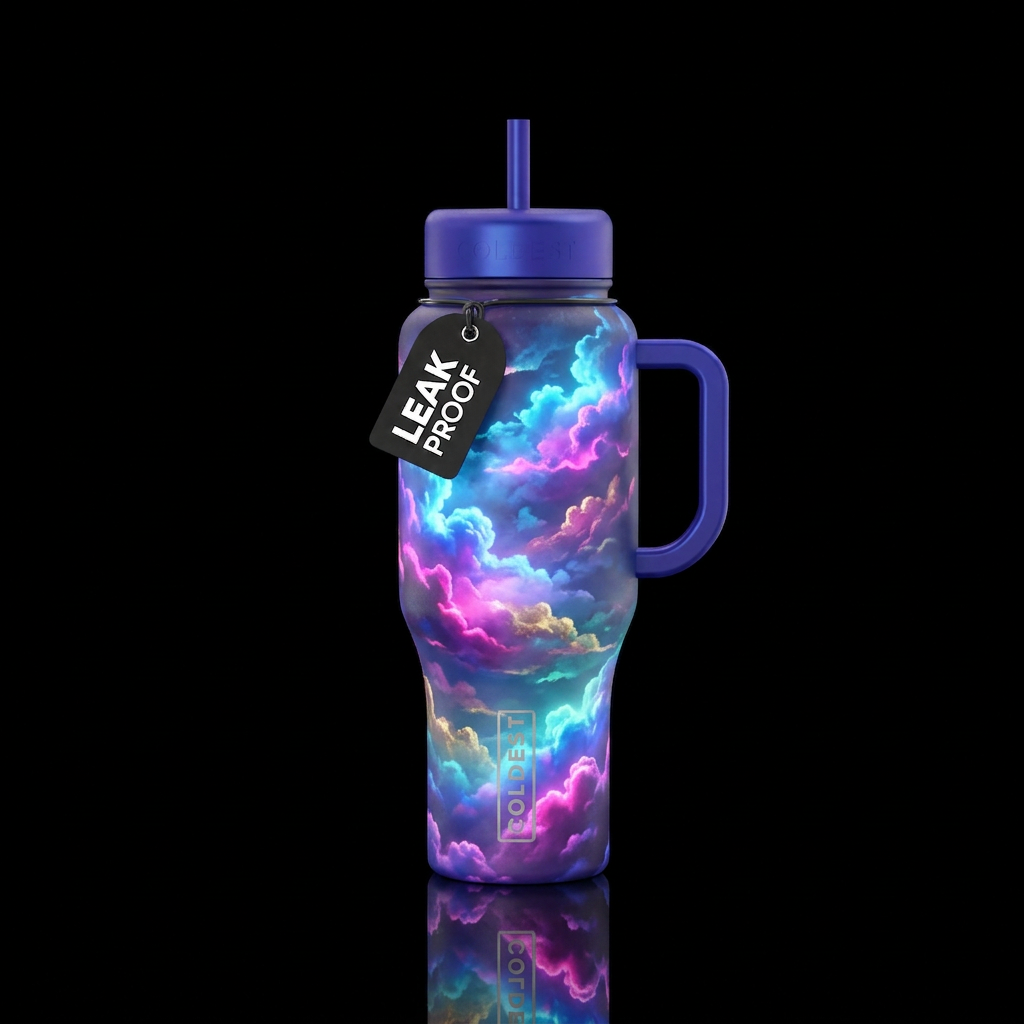 glowie, beautiul, clouds water bottle design
