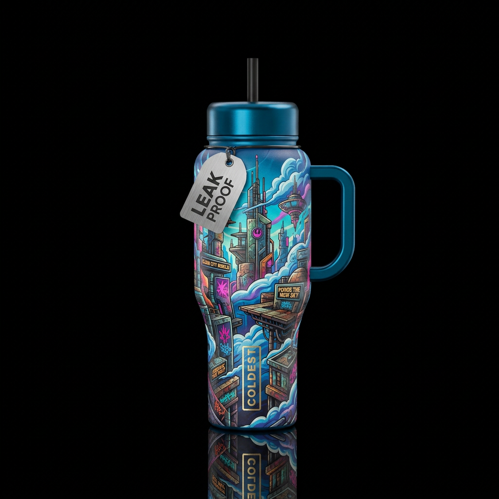 rebellious, cloud city water bottle design