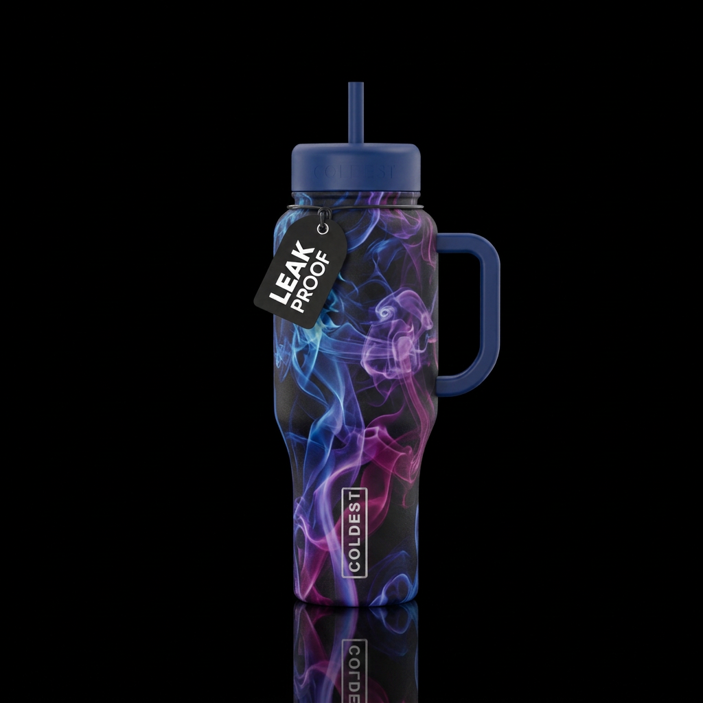 smoke, swirls water bottle design