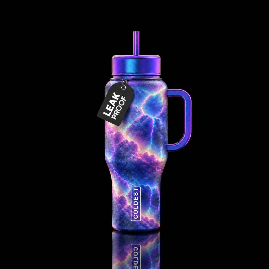 clouds, irridescent, electric water bottle design