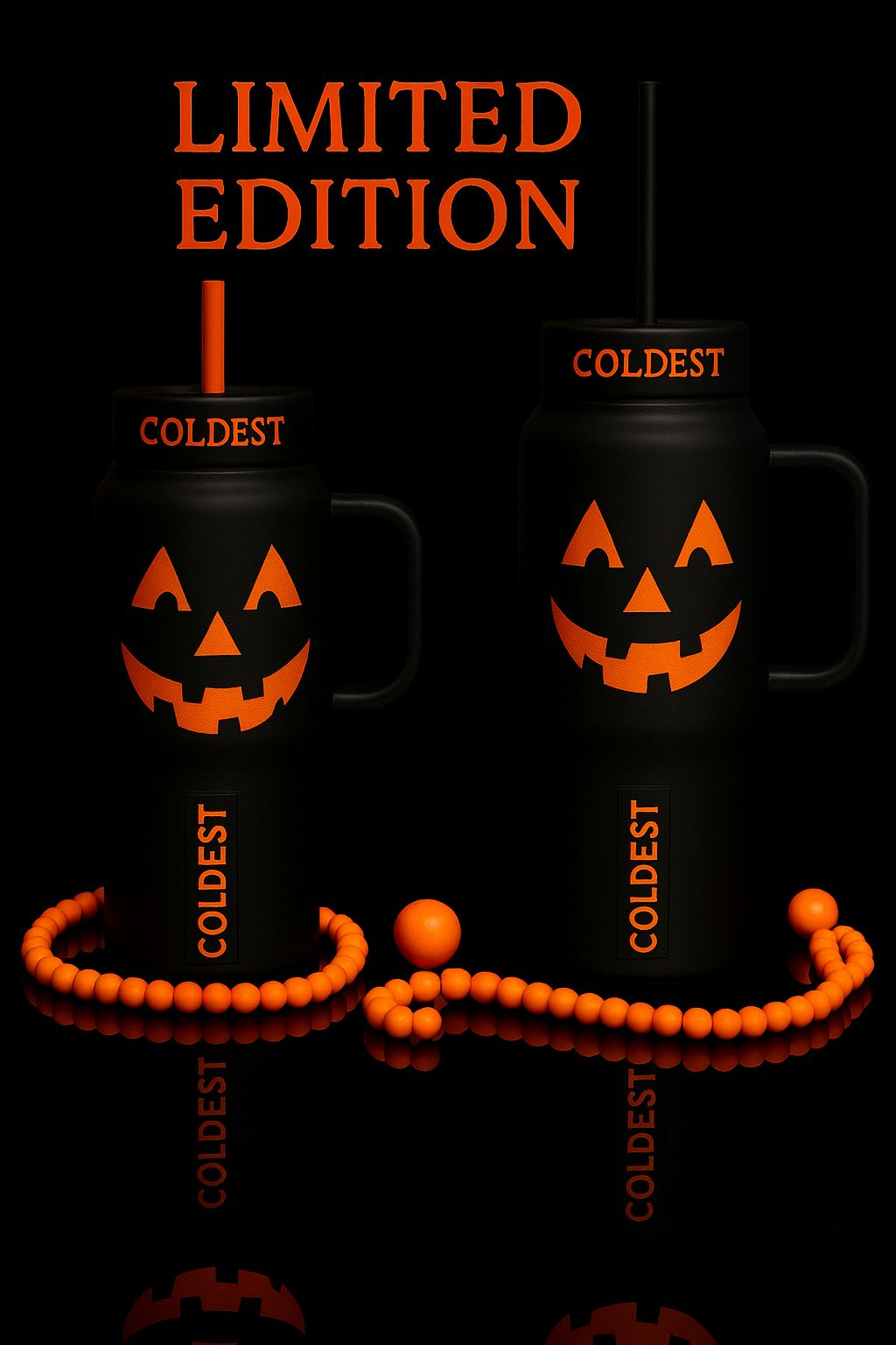 Jack-o'-lantern water bottle design