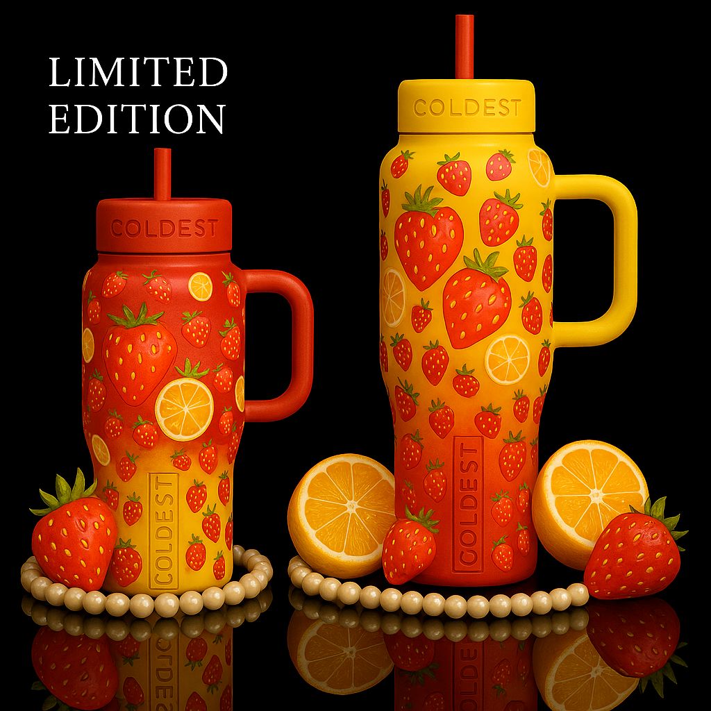 Strawberry lemonade water bottle design