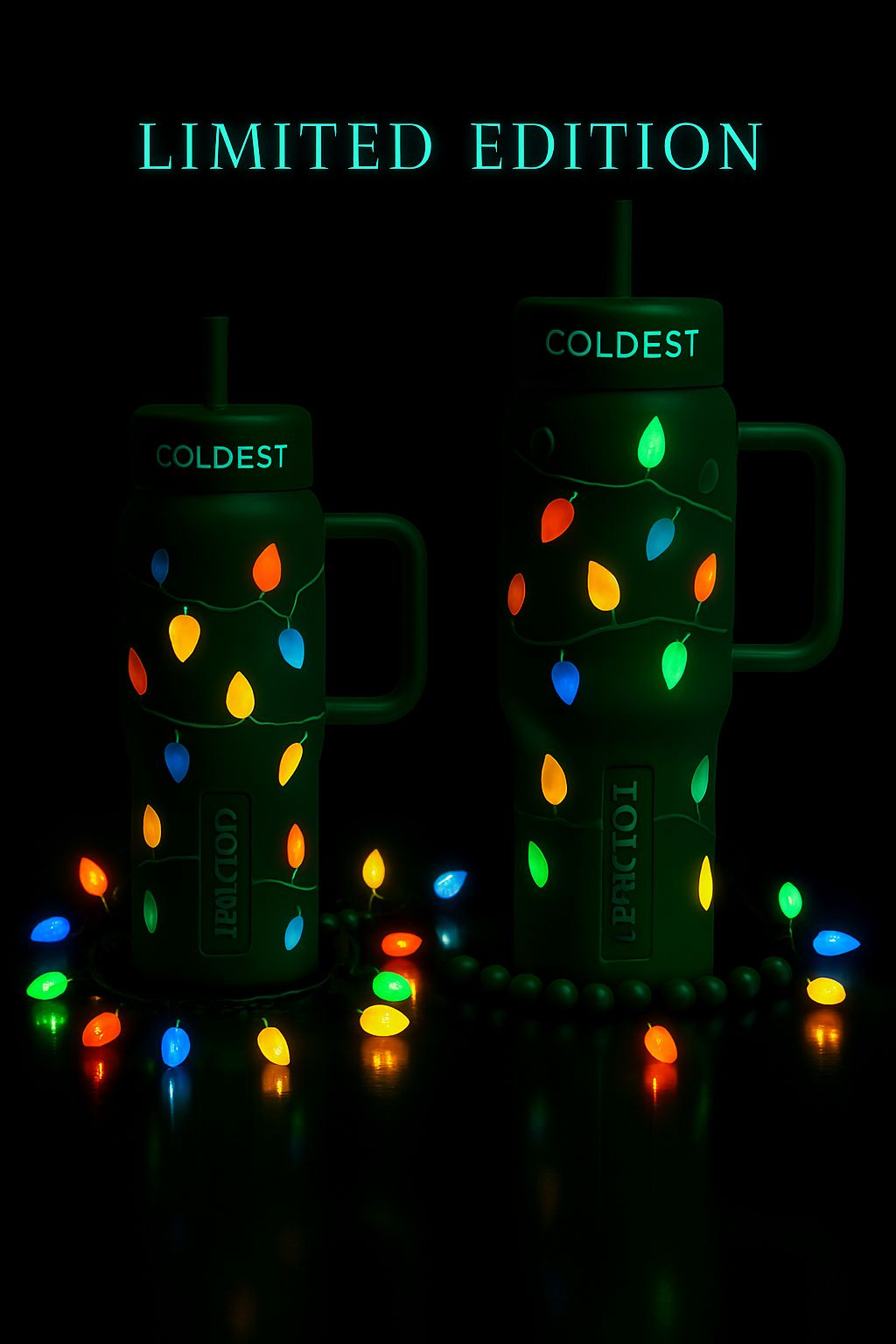 Christmas lights water bottle design