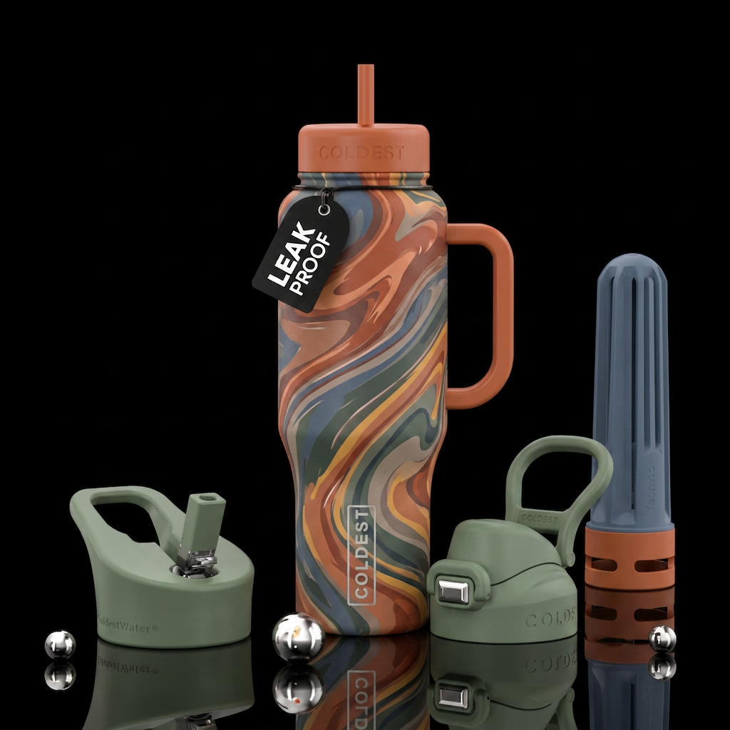 Earthtone abstract water bottle design