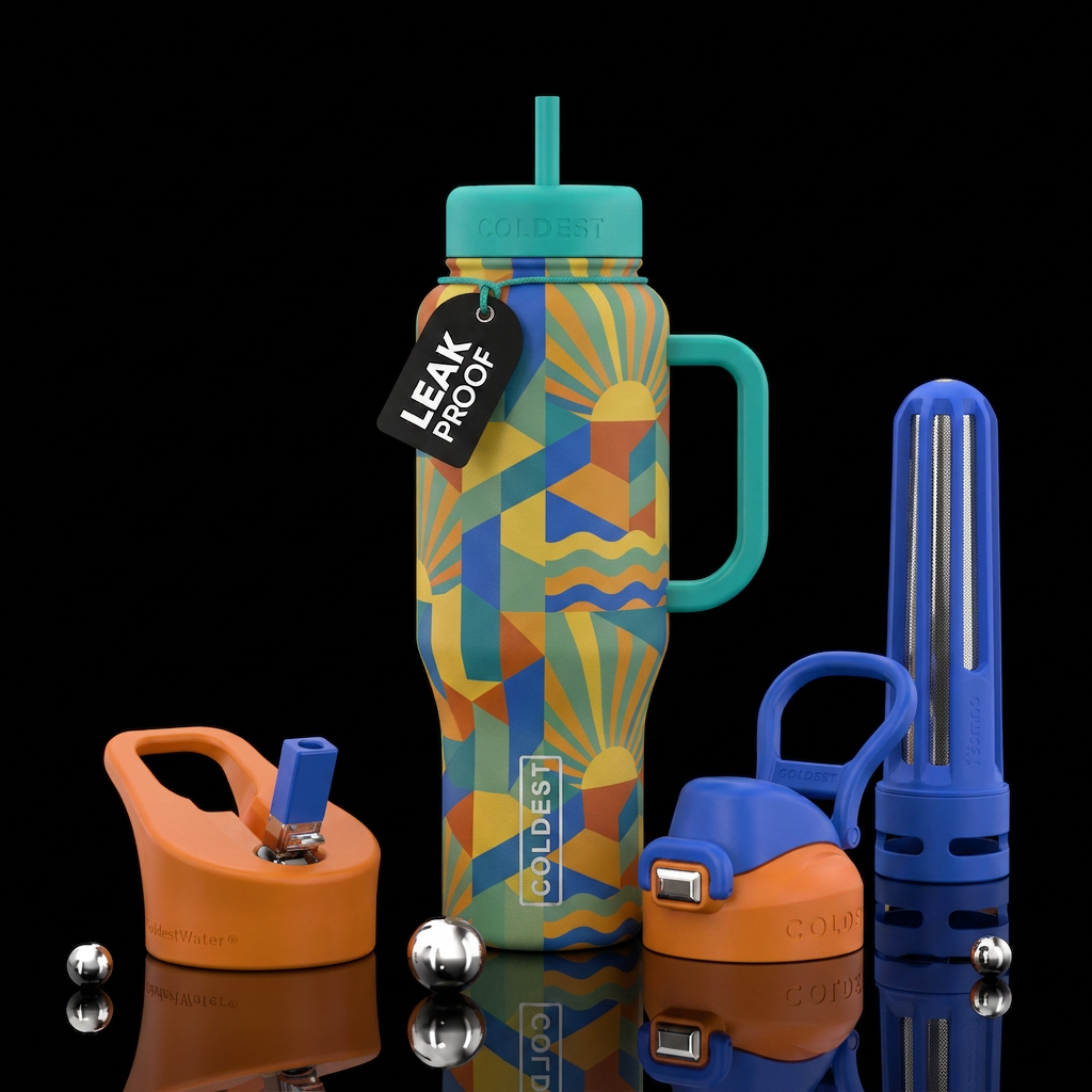 retro pattern water bottle design