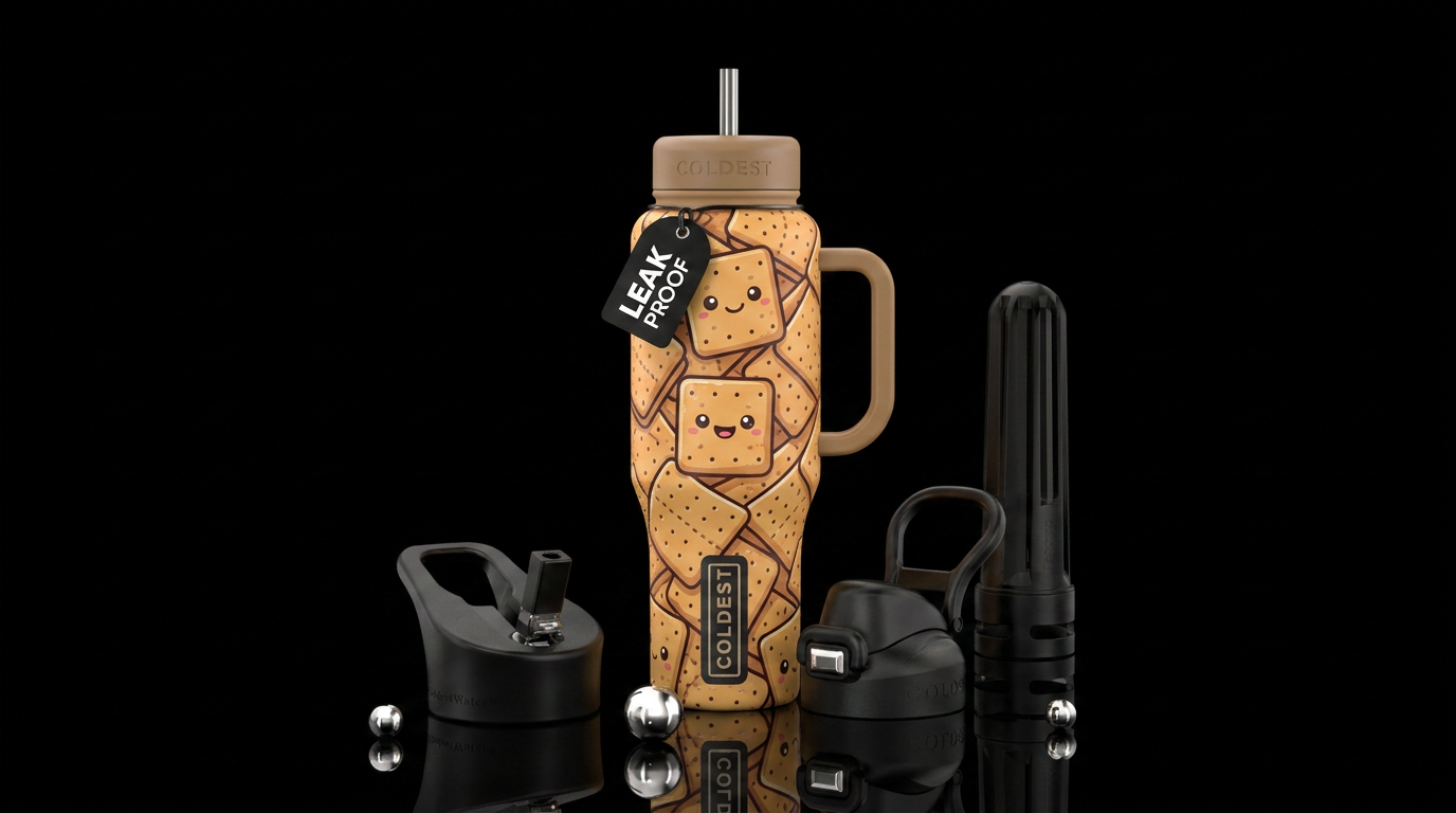 cartoon graham crackers water bottle design