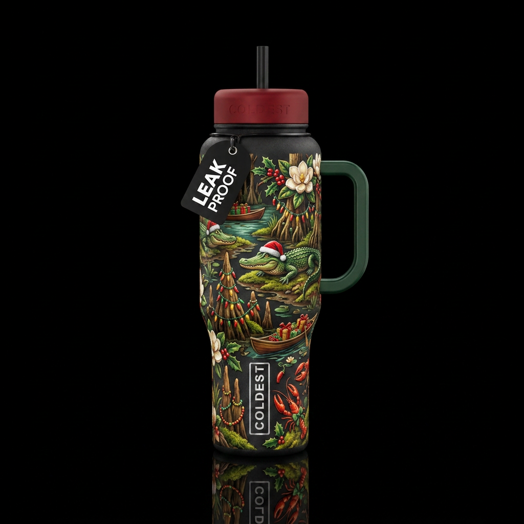 Cajun Christmas water bottle design