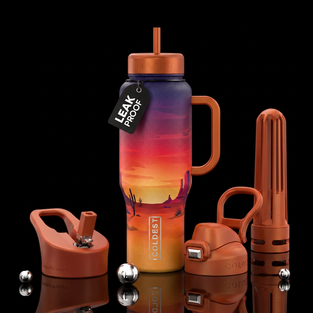 desert sunset water bottle design