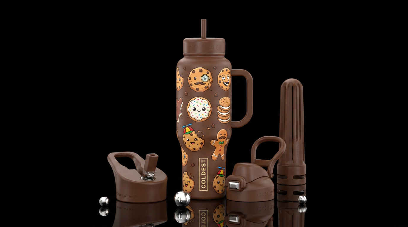 funny cookies water bottle design