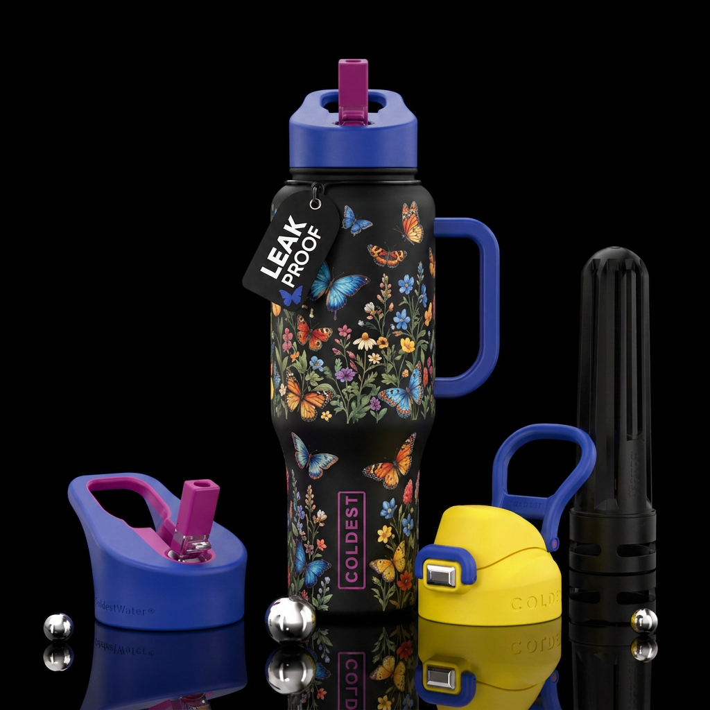 butterfly garden water bottle design