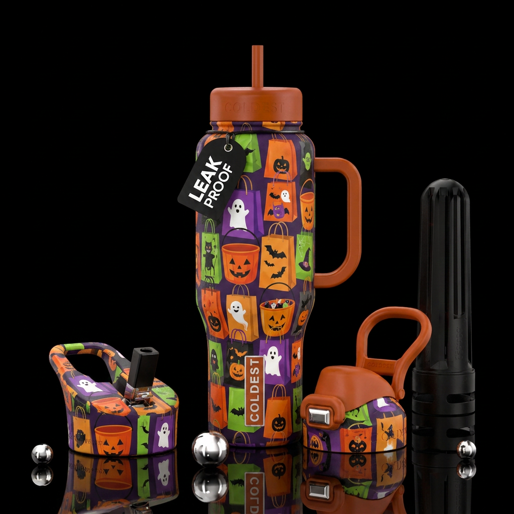 Halloween bags all over water bottle design