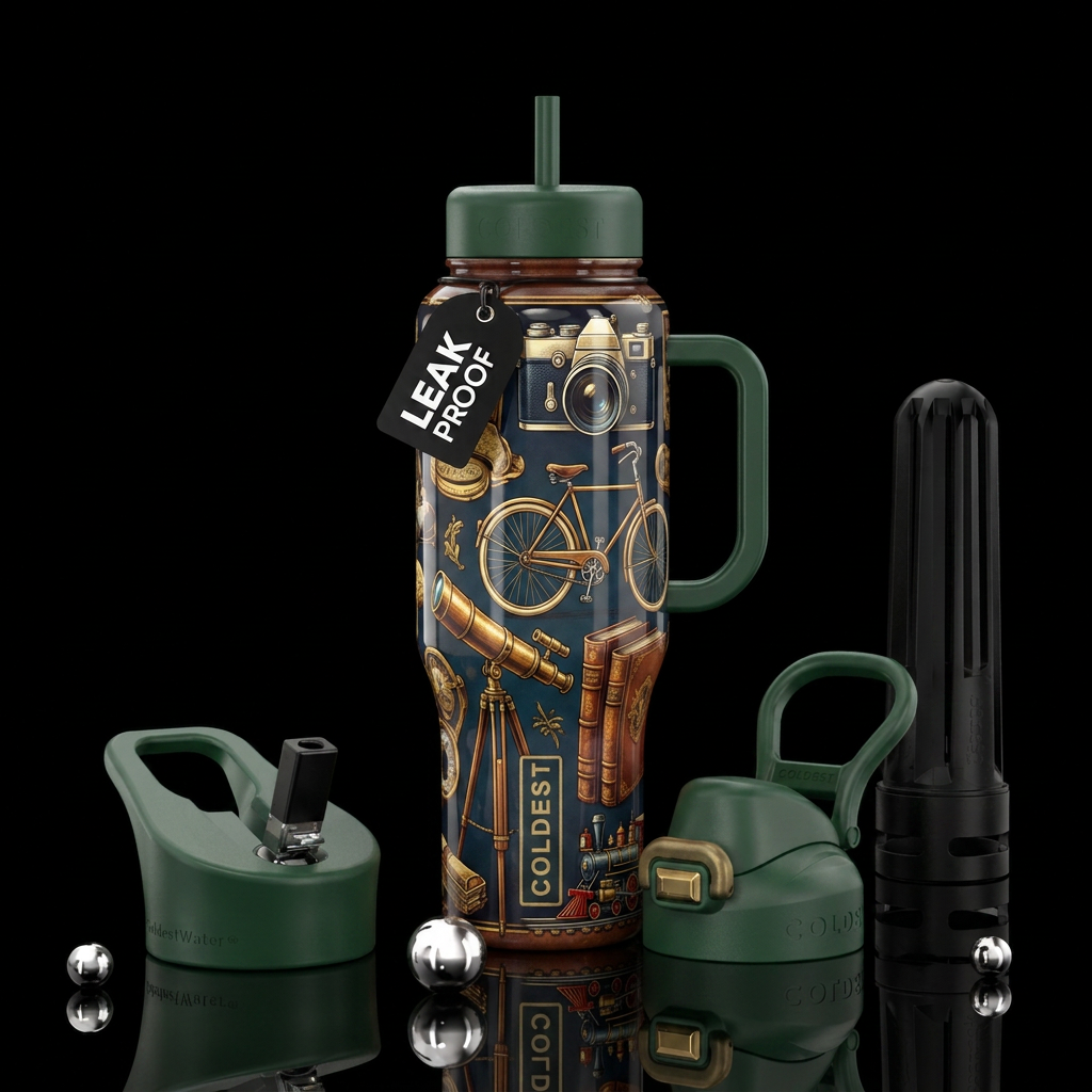 old school hobbies water bottle design