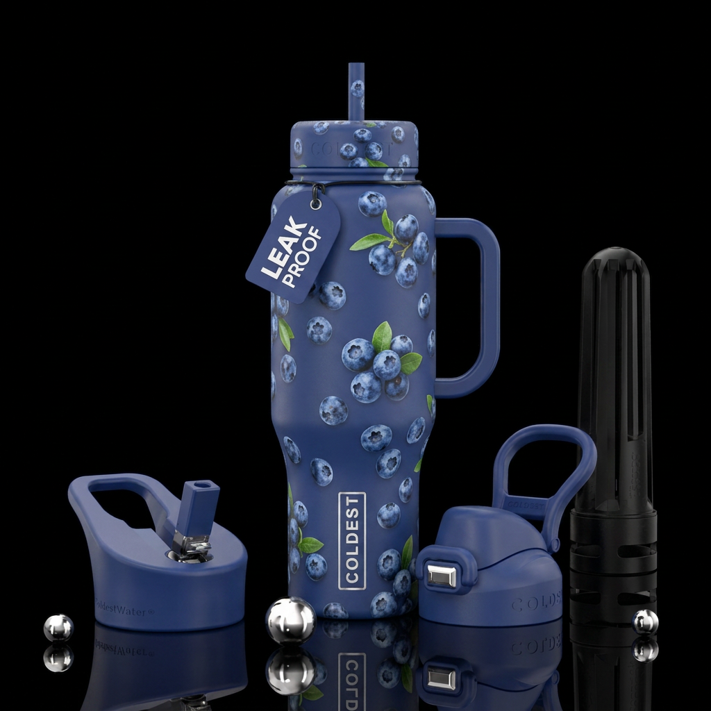 blueberries water bottle design