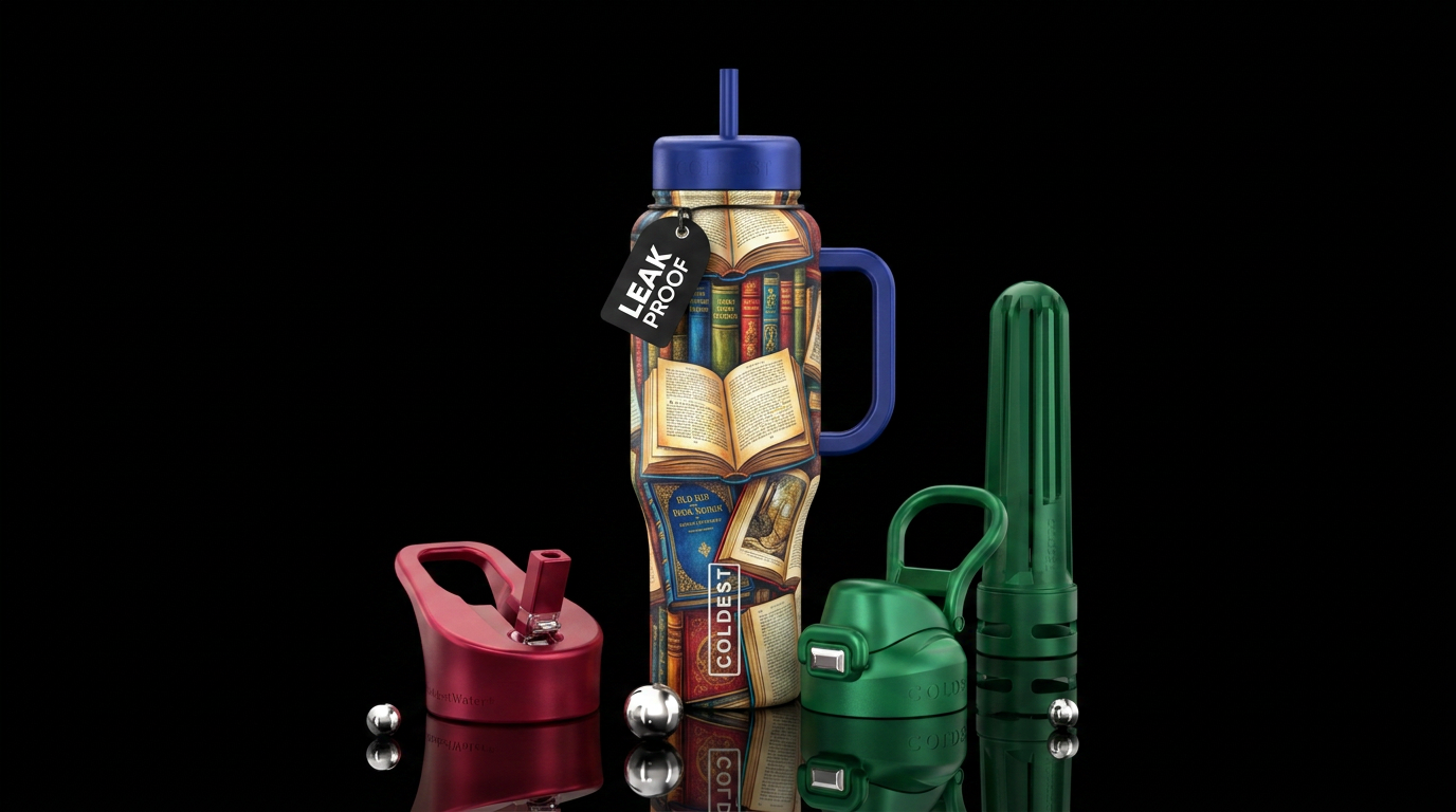 opened books water bottle design