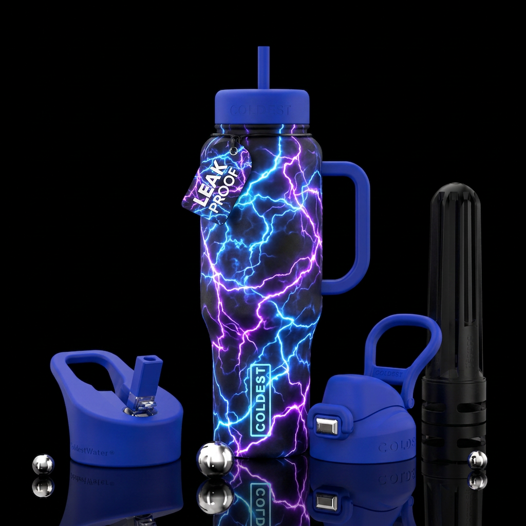 neon electricity water bottle design