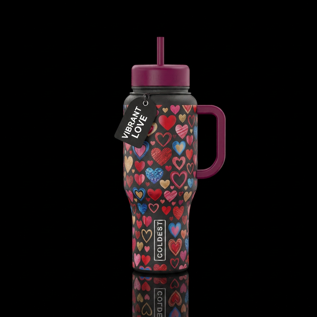 Heart pattern water bottle design