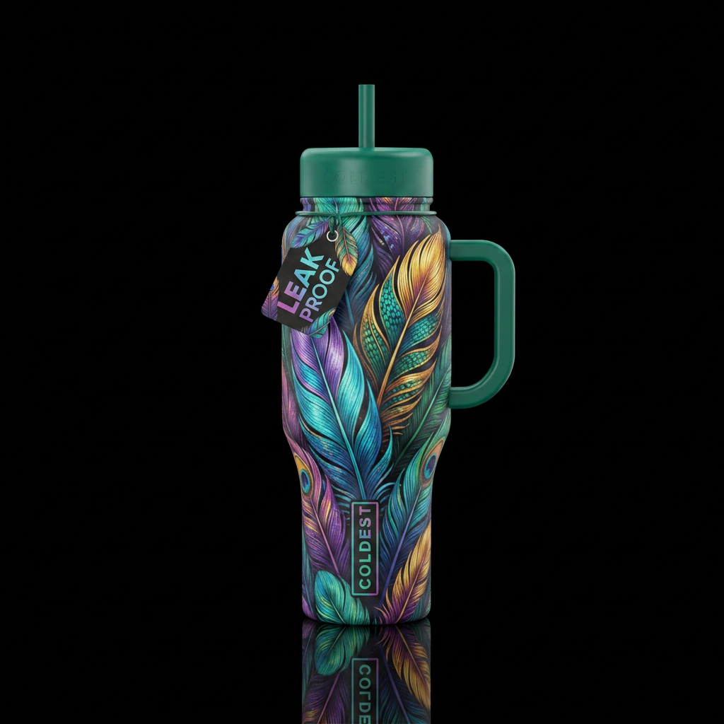 feathers water bottle design