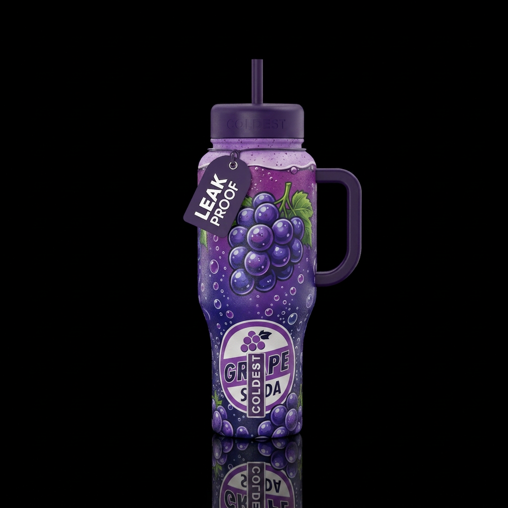 Make it look like a grape soda bottle water bottle design