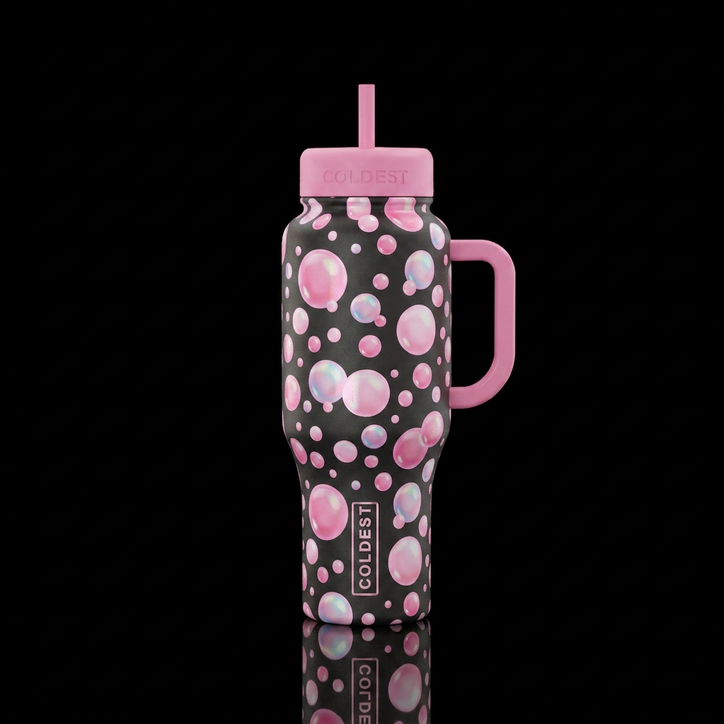 Bubblegum bubbles water bottle design
