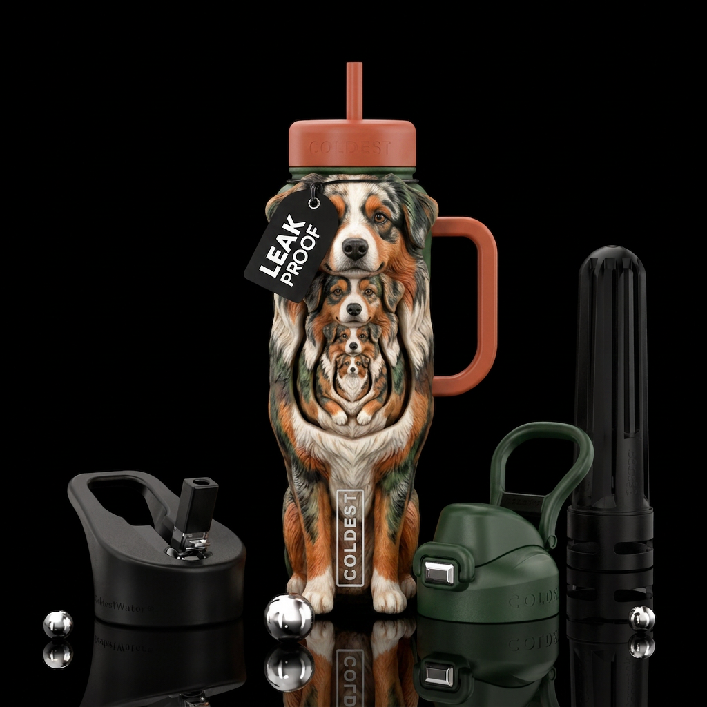 Again Make me a dog camouflaged within another do ... water bottle design