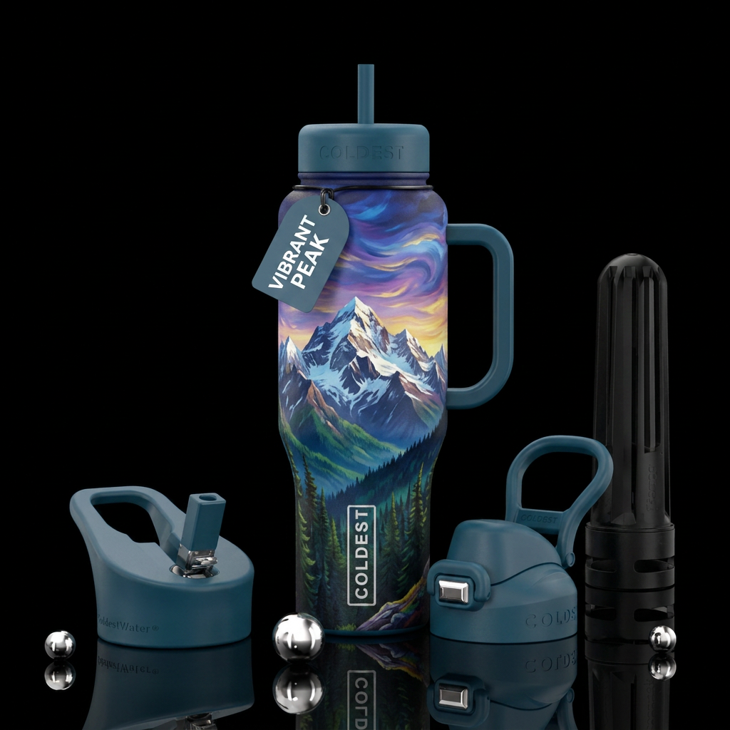 Mountain view water bottle design