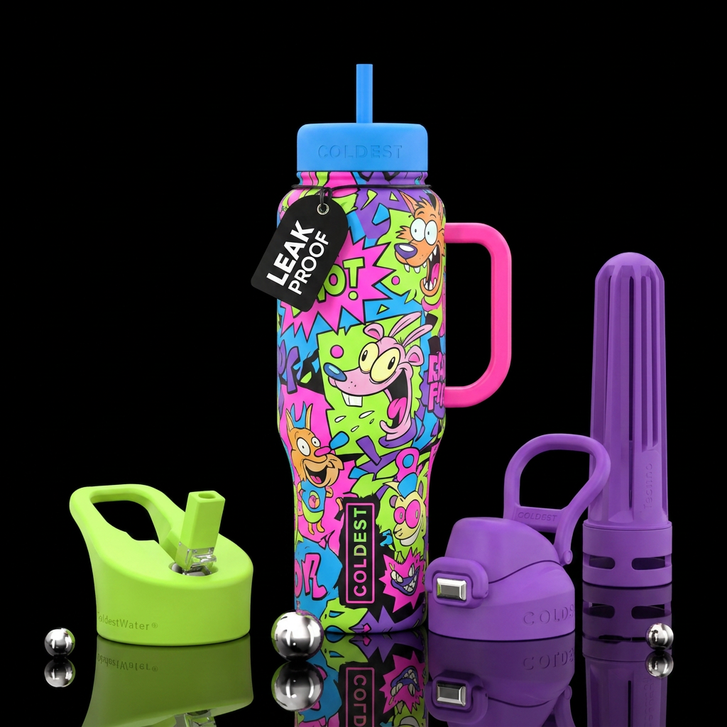 90s cartoon water bottle design