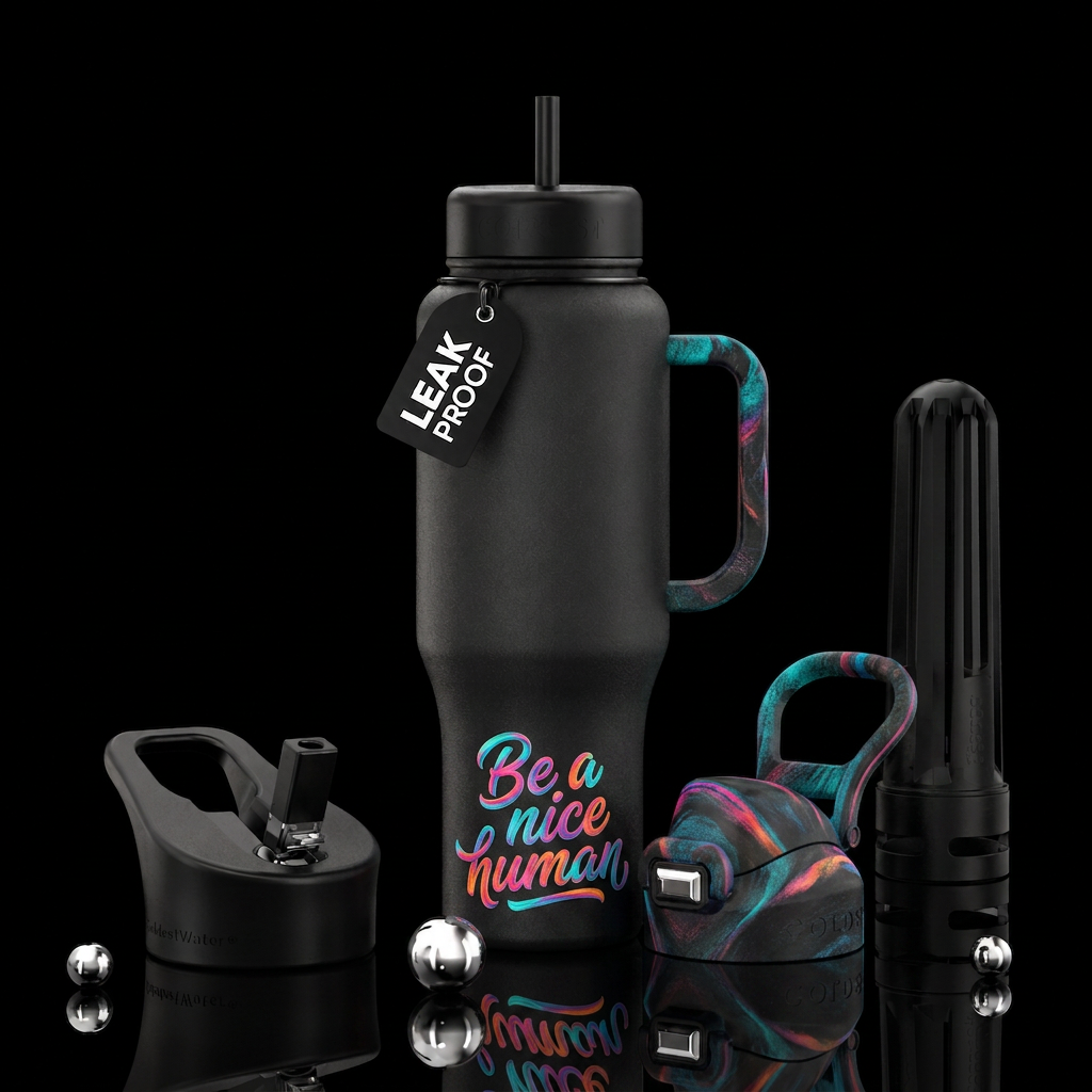 Be a nice human water bottle design