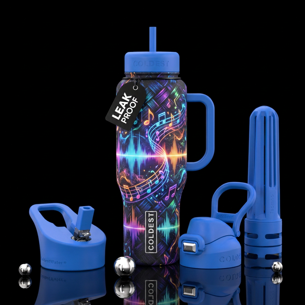 explosive, music, glowie water bottle design