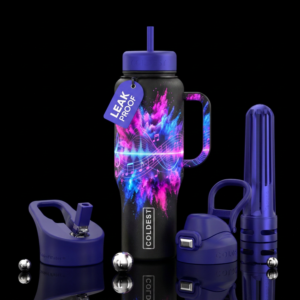 explosive, music, glowie water bottle design