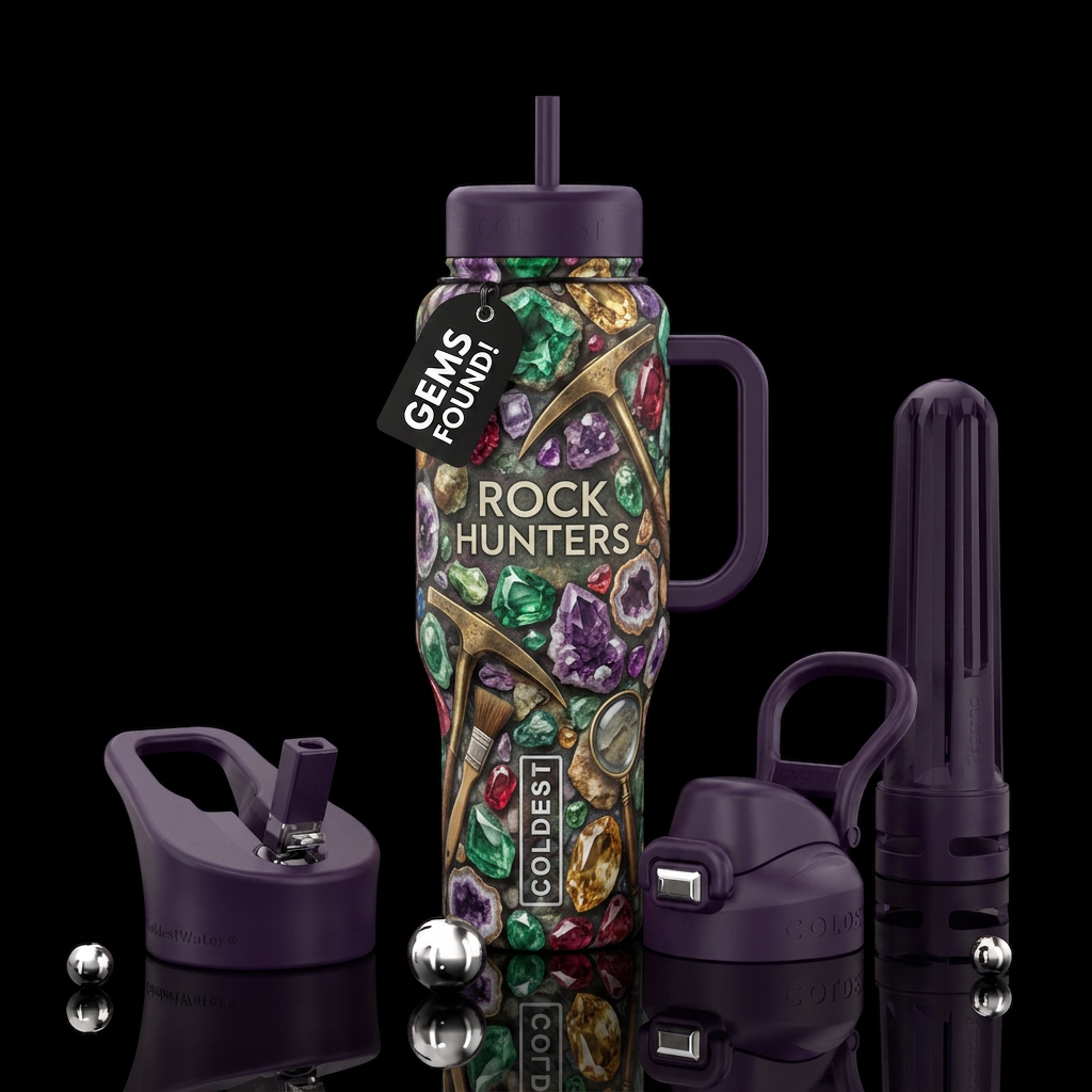 Rock hunters water bottle design