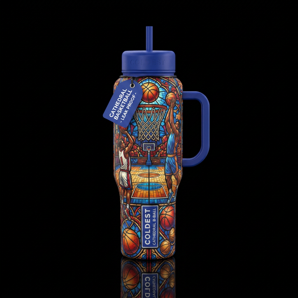 Cathedral Basketball water bottle design