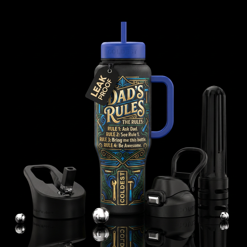 Dad's rule water bottle design