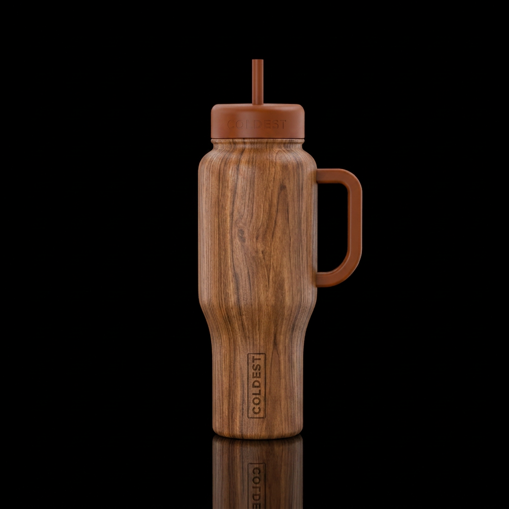 Wood grain water bottle design