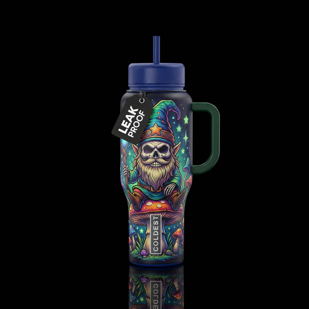 Skeleton gnome water bottle design