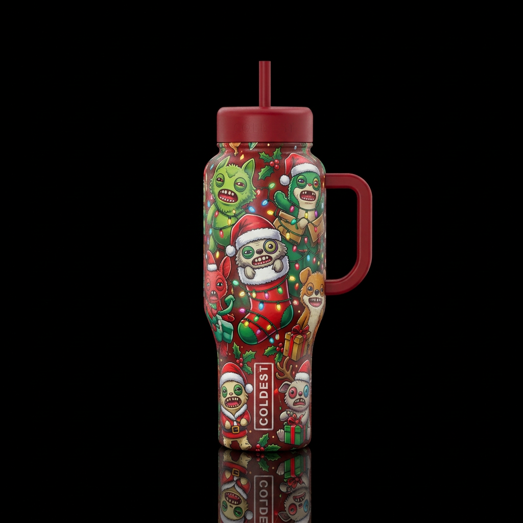 Fuggler Christmas water bottle design