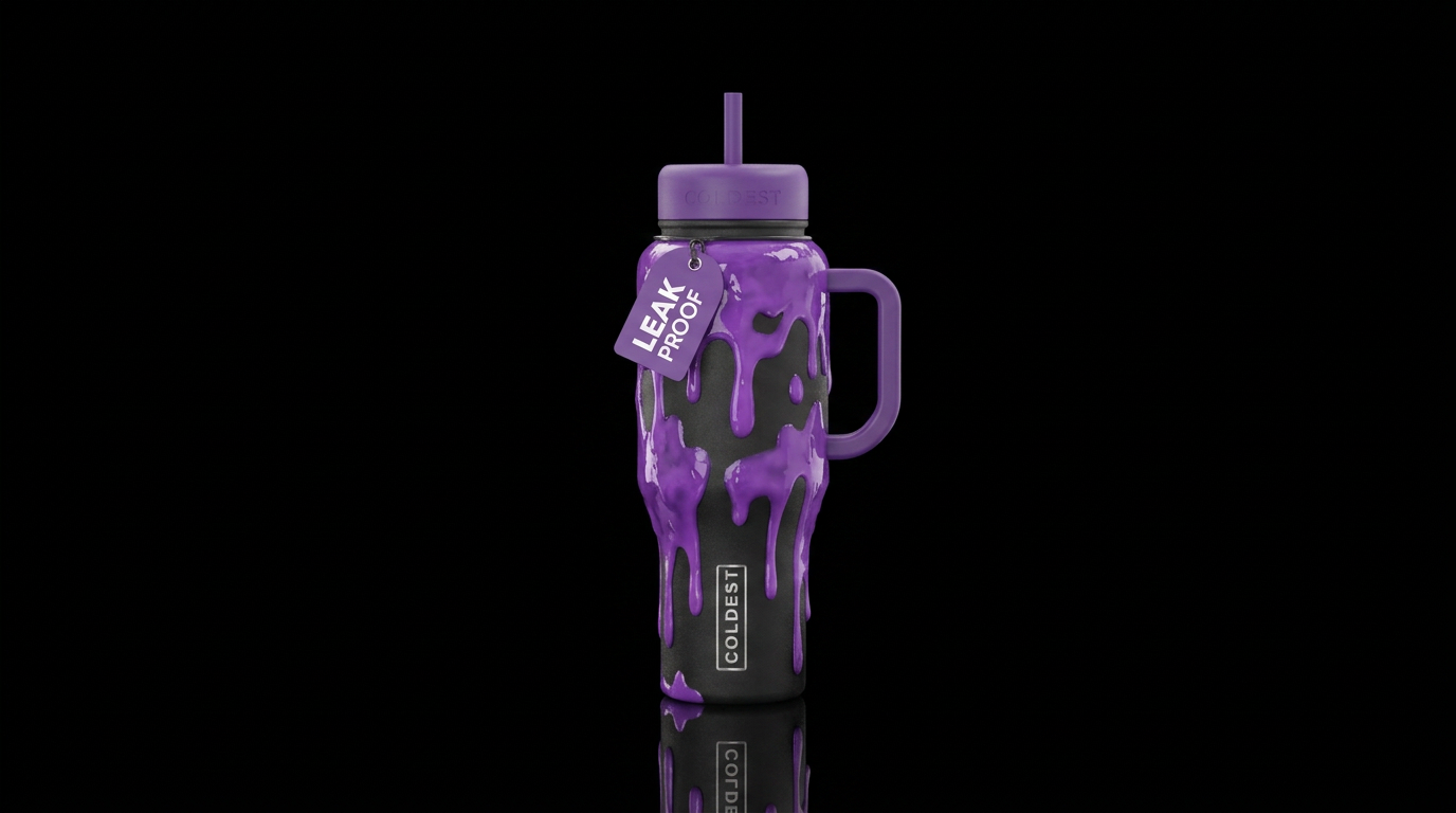 Purple slime black bottle water bottle design