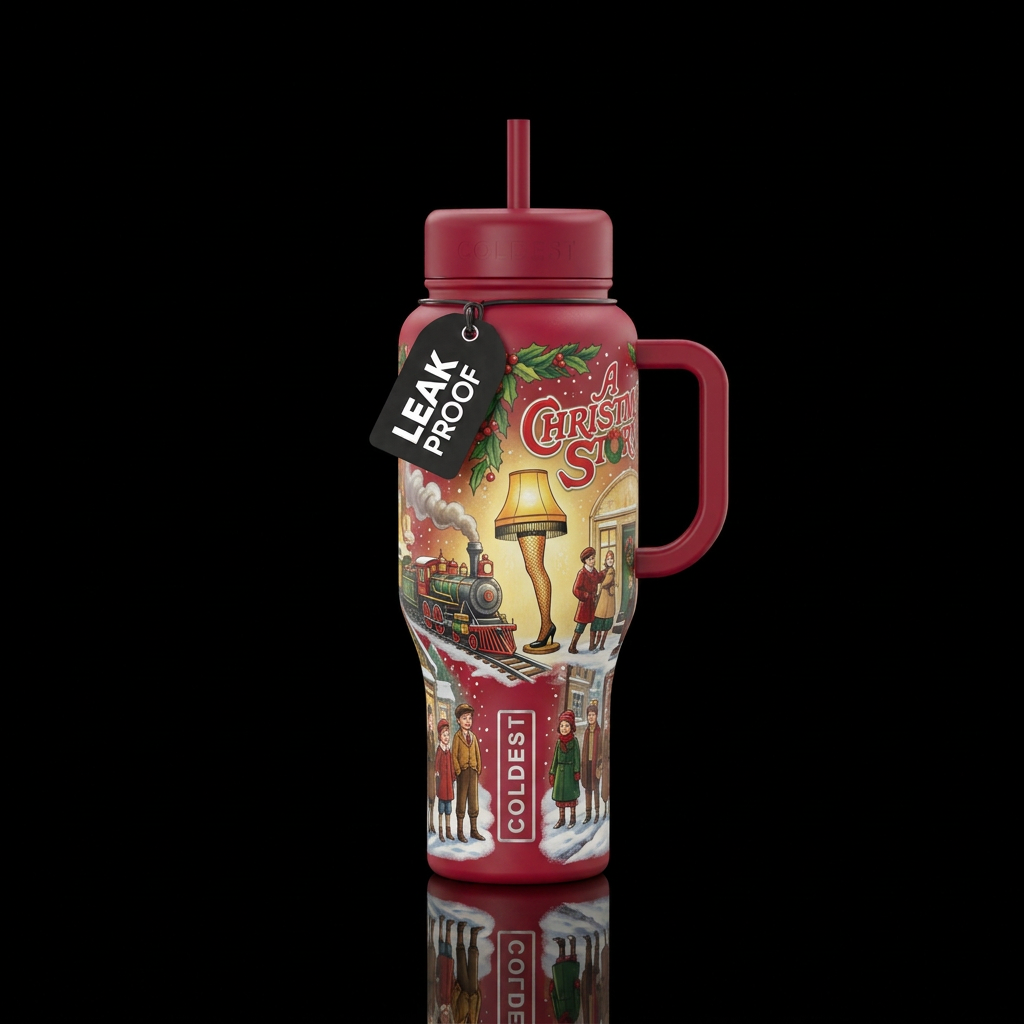 Christmas story water bottle design