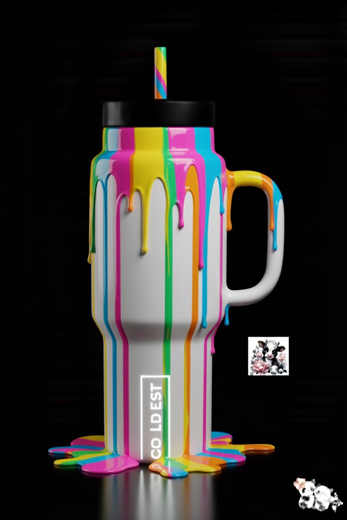 Liquid paint drip water bottle design