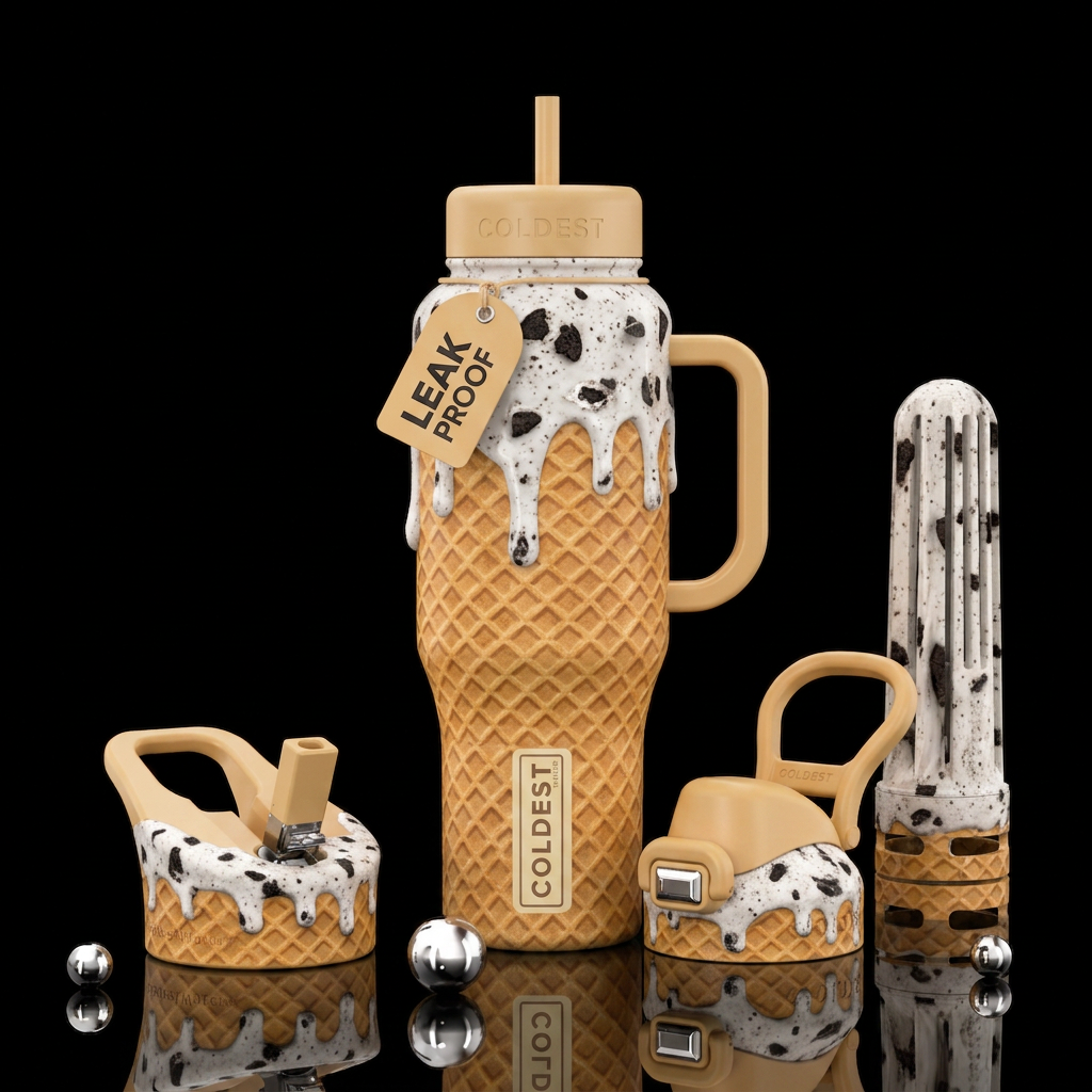 Cookies and cream water bottle design