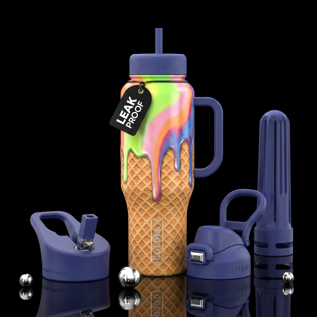 Rainbow sherbet water bottle design