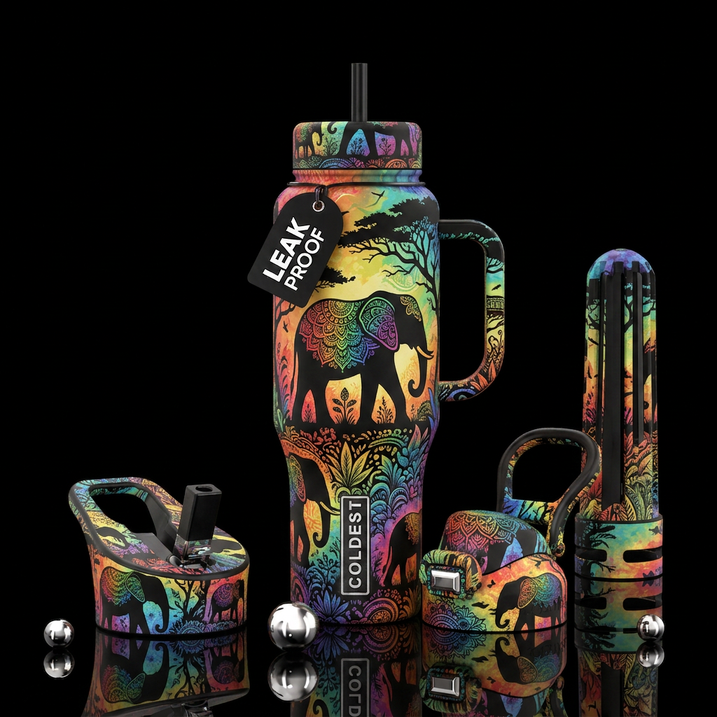 White base handle and lids all one blended storybo... water bottle design