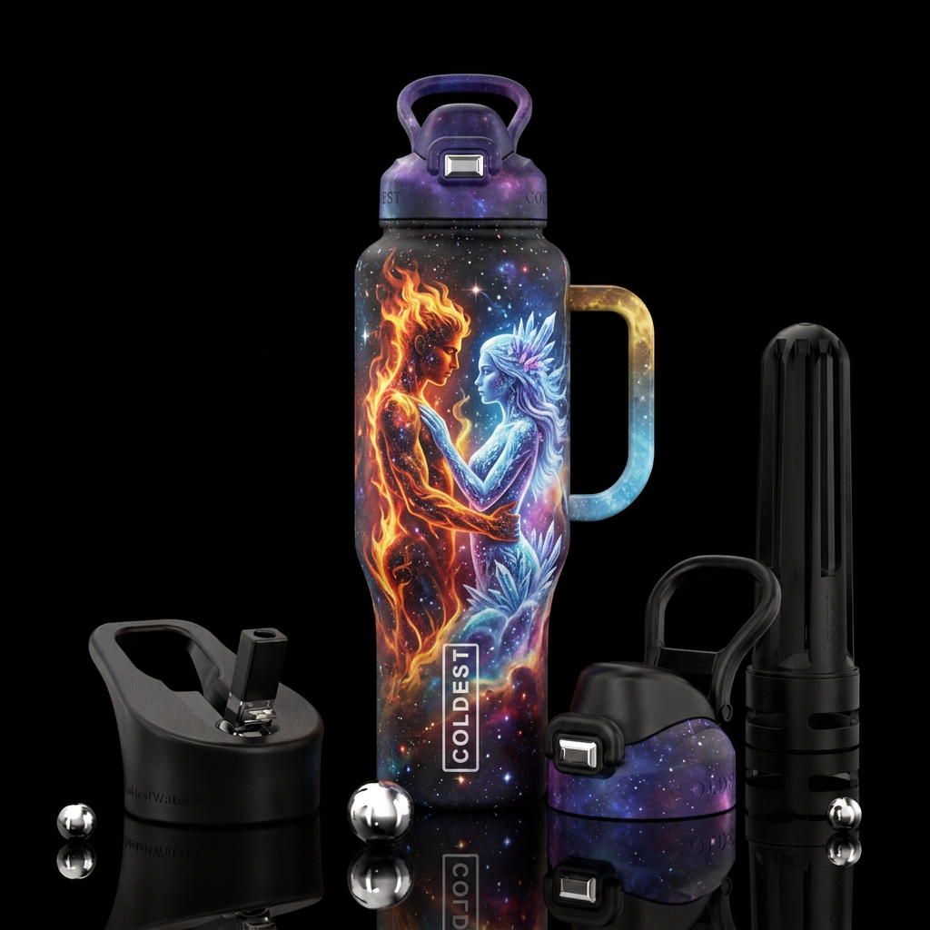 The twin flames water bottle design
