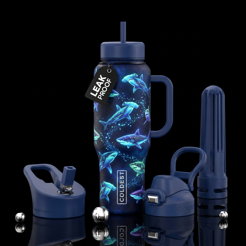 Glowie sharks water bottle design