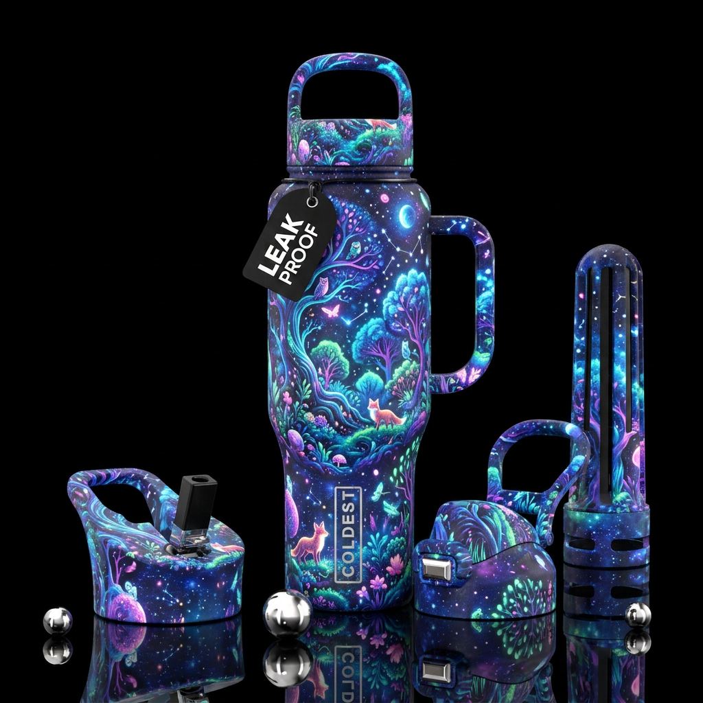 Mystic forest water bottle design