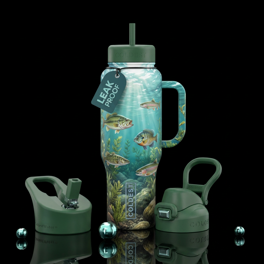 Lake underwater view multiple different species of... water bottle design