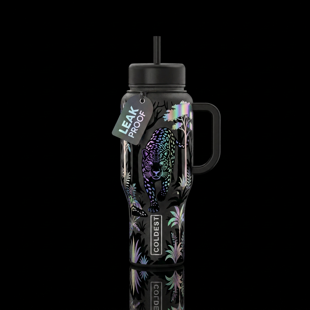 Moonlit panther water bottle design