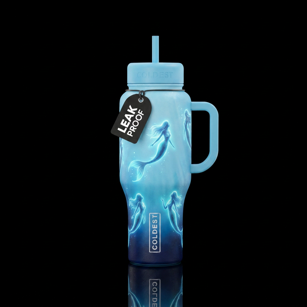 Mystical mermaids water bottle design