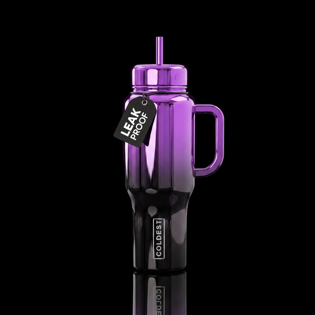 Purple chrome reflections on top and black chrome ... water bottle design