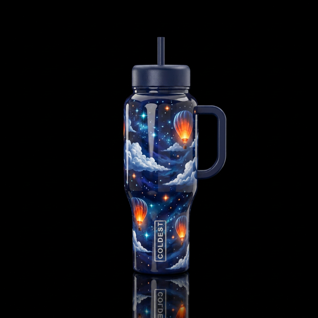 Celestial voyage water bottle design