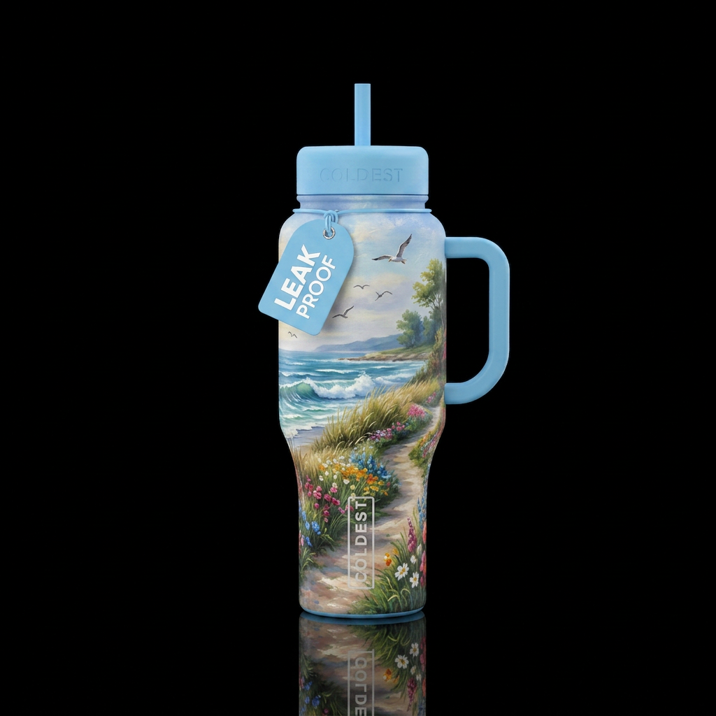 Beachside bloom water bottle design